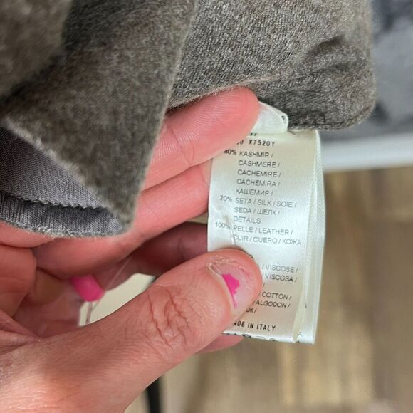 Agnona Cashmere Silk Leather Cardigan Jacket Women's 46 Brown Made In Italy NWOT - Picture 7 of 15